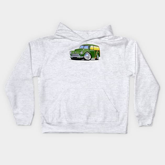 Morris Minor Traveller Green Kids Hoodie by y30man5